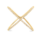 0.21ct 14k Yellow Gold Diamond Lady's "X" Ring Size 9